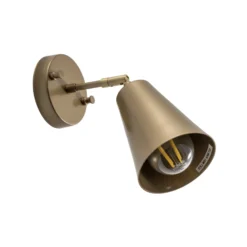 Aplique de pared Evander, dorado, metal, altura 21 cm, E27
