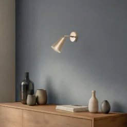 Aplique de pared Evander, dorado, metal, altura 21 cm, E27