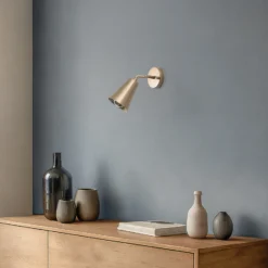 Aplique de pared Evander, dorado, metal, altura 21 cm, E27