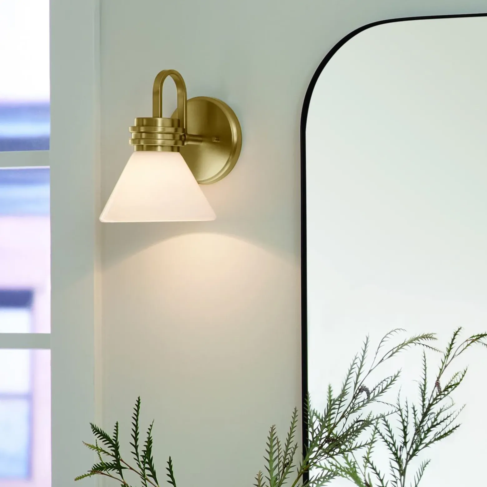 Aplique de pared Farum 1, color bronce, acero, cristal, G9