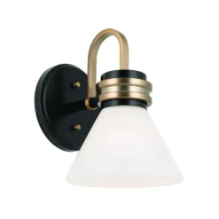 Aplique de pared Farum 1, negro/bronce, acero, cristal, G9