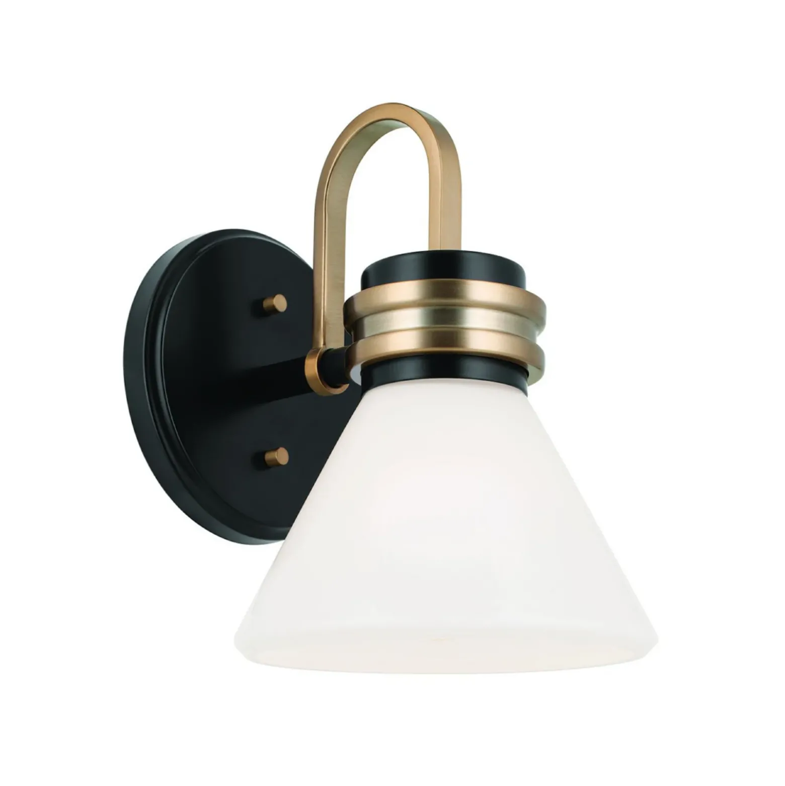 Aplique de pared Farum 1, negro/bronce, acero, cristal, G9