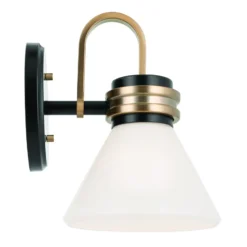 Aplique de pared Farum 1, negro/bronce, acero, cristal, G9