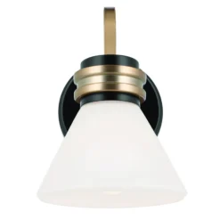 Aplique de pared Farum 1, negro/bronce, acero, cristal, G9
