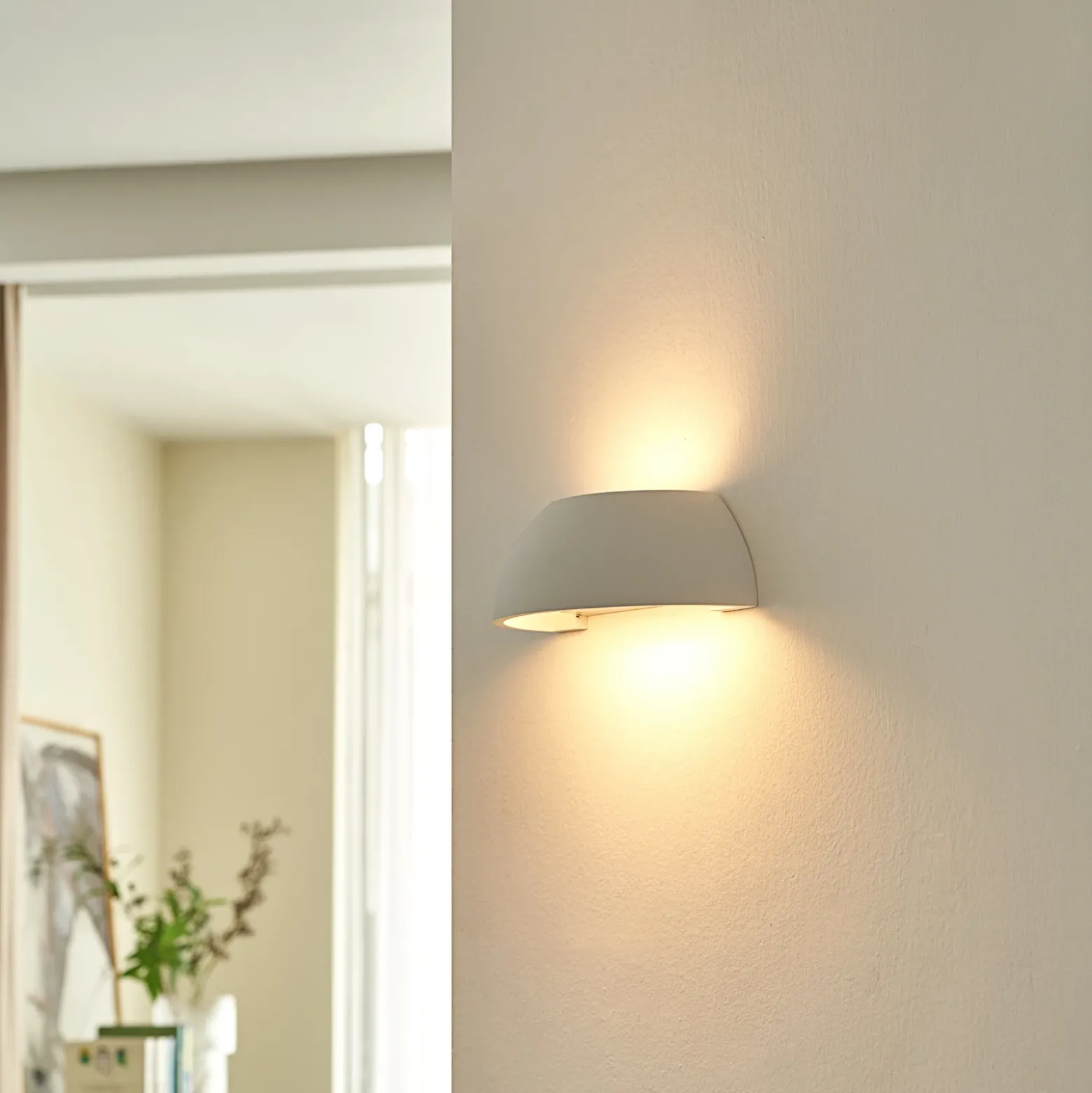 Aplique de pared Felia de Lindby, blanco, yeso, 24 cm, E14