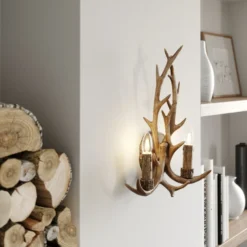 Aplique de pared Fibi de Lindby, marrón, asta, 2 luces, E14