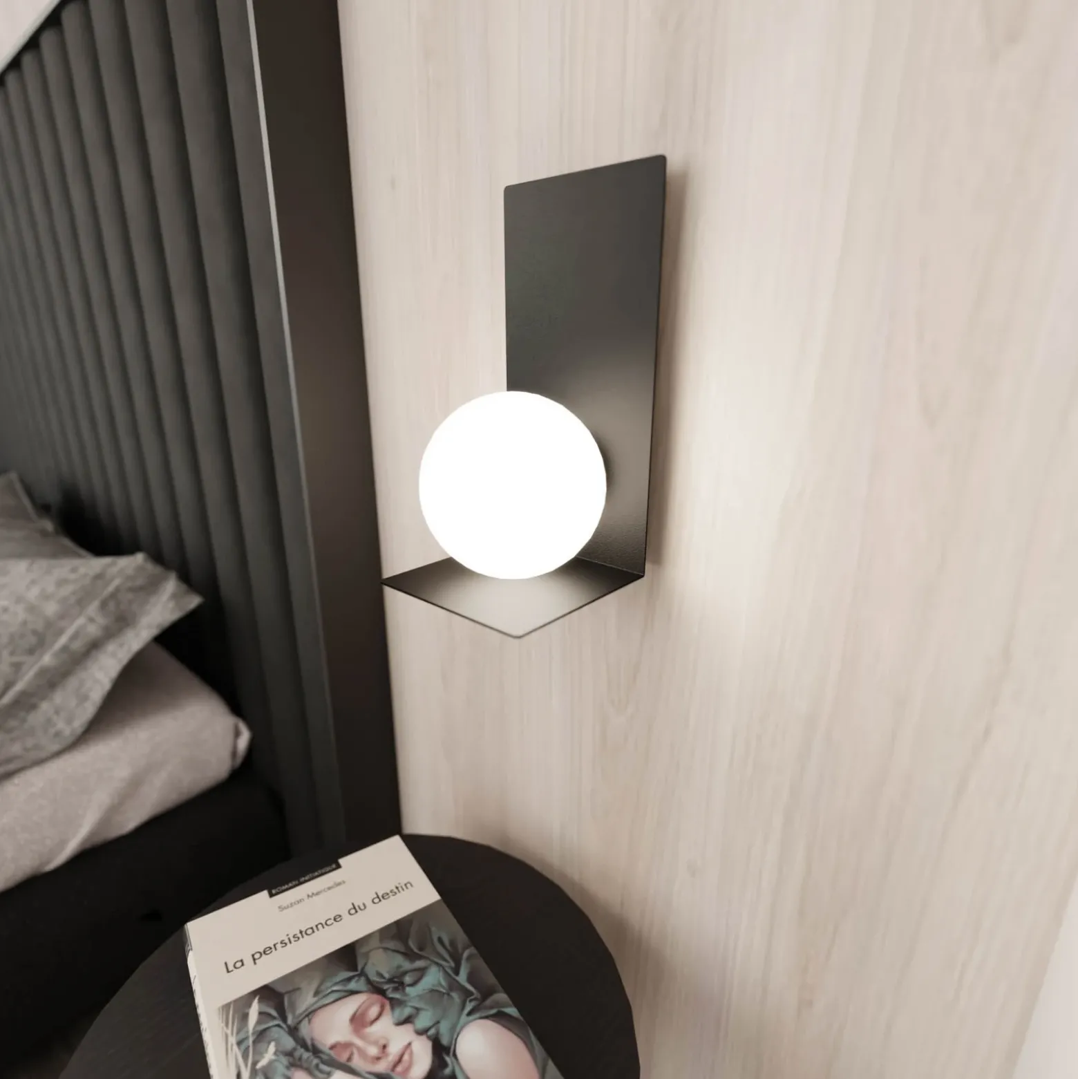Aplique de pared forma 5, 15 cm x 30 cm, negro/ópalo