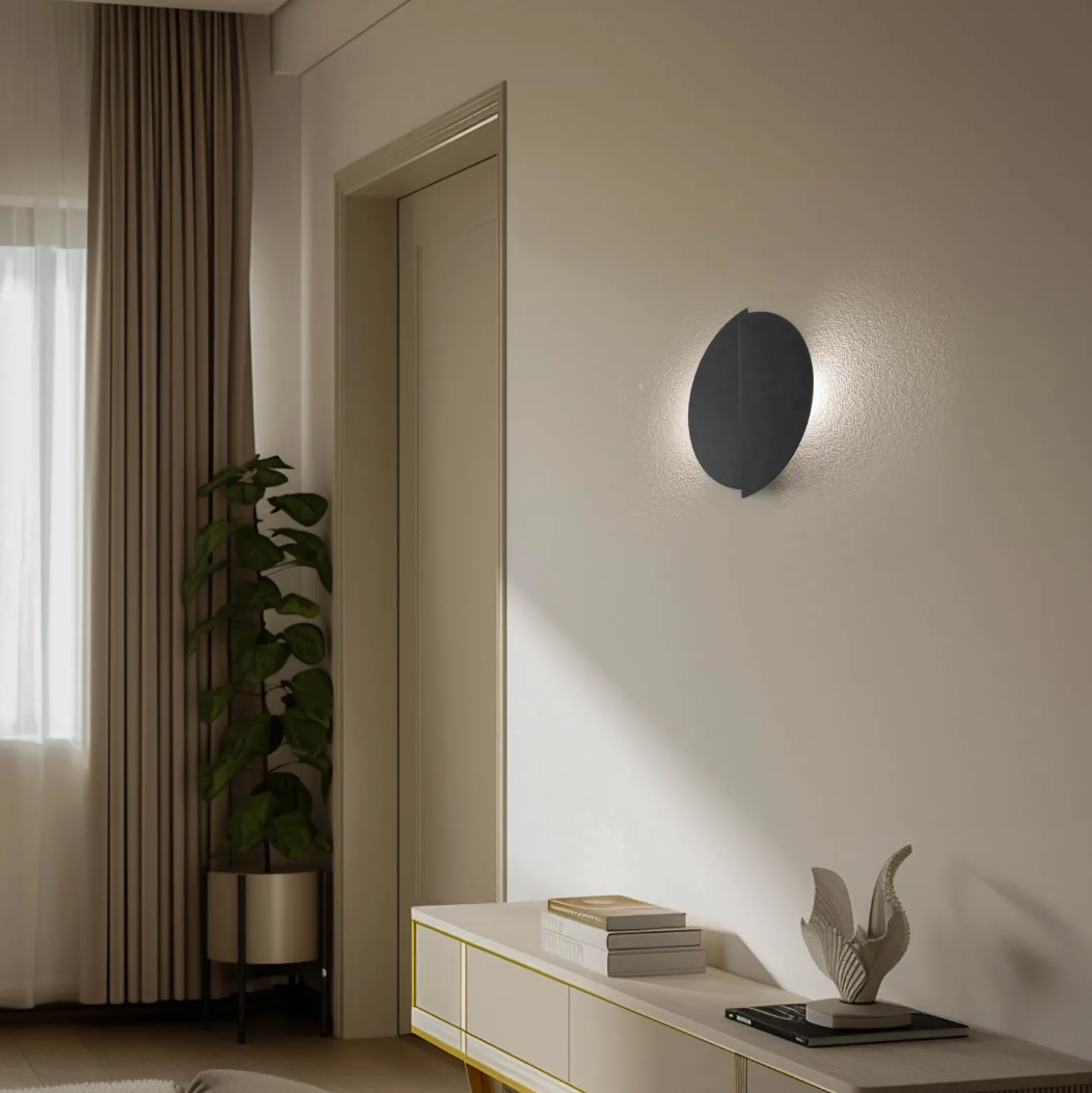 Aplique de pared forma 9, 28 cm x 32 cm, negro