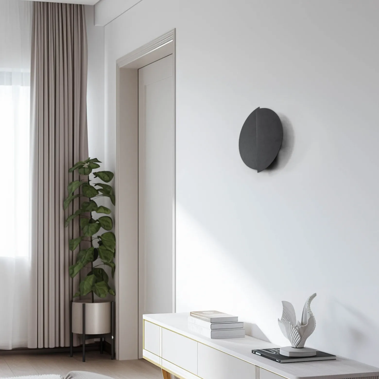 Aplique de pared forma 9, 28 cm x 32 cm, negro