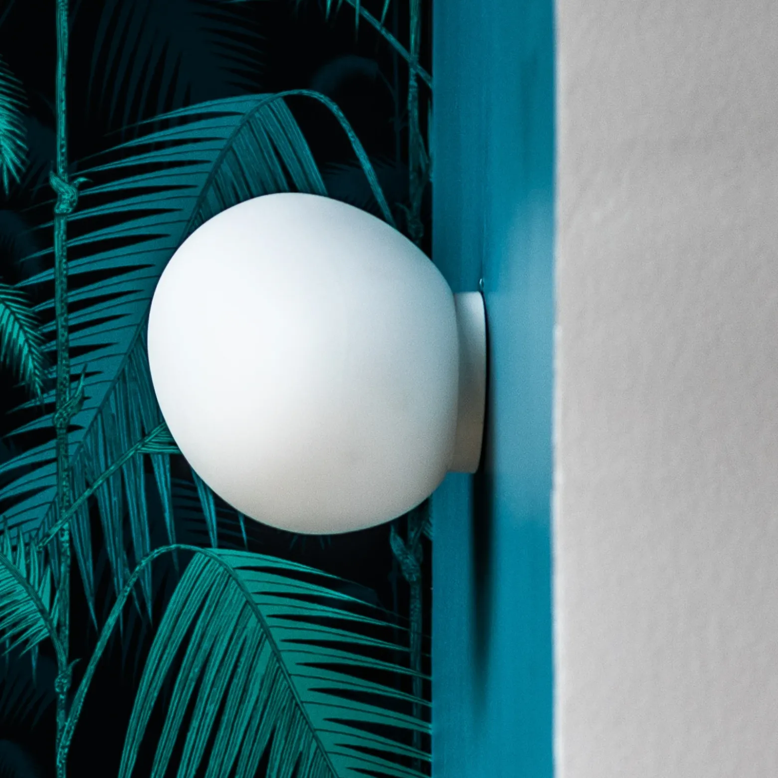 Aplique de pared Foscarini Gregg piccola, blanco, IP44, cristal