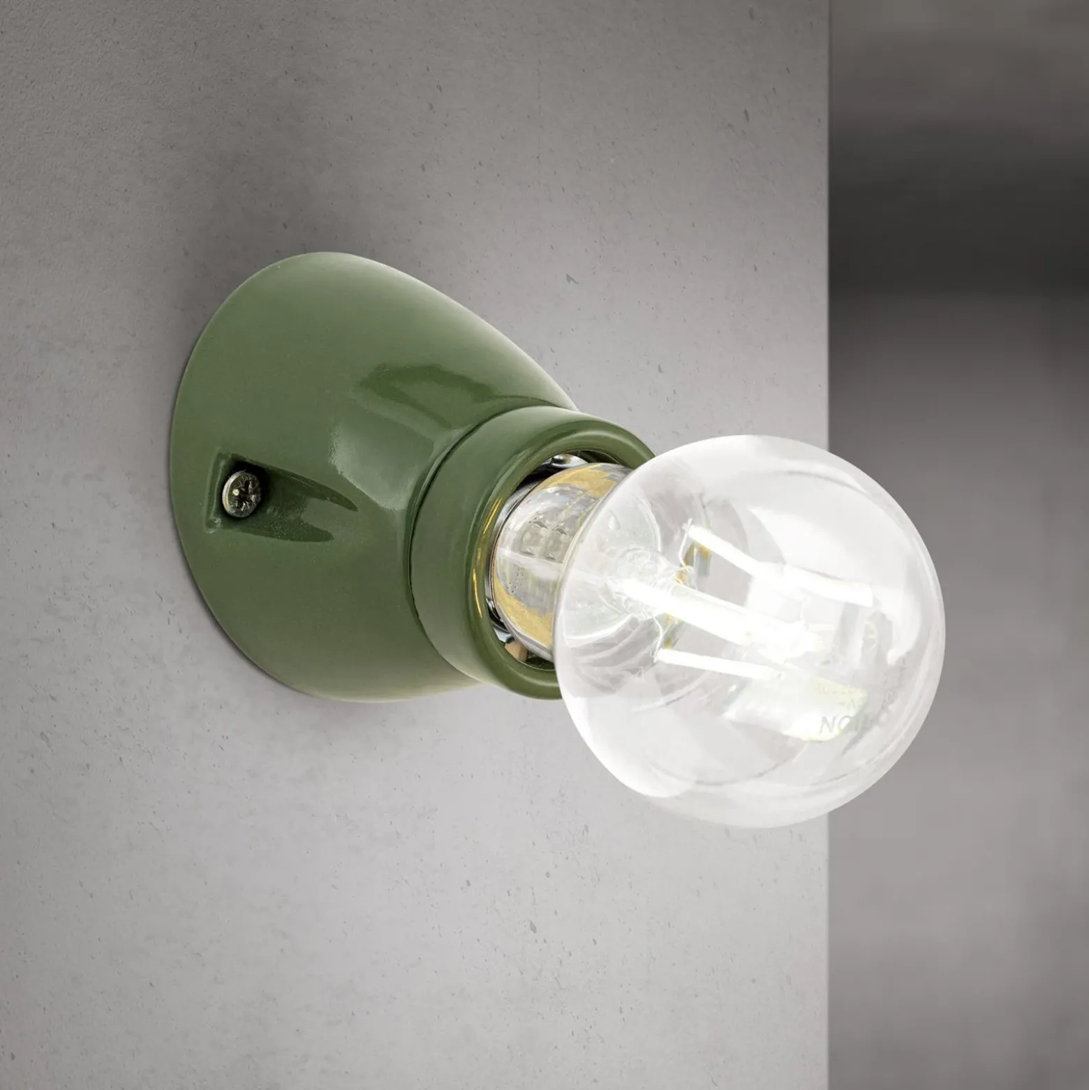 Aplique de pared Frost, verde, cerámica, E27