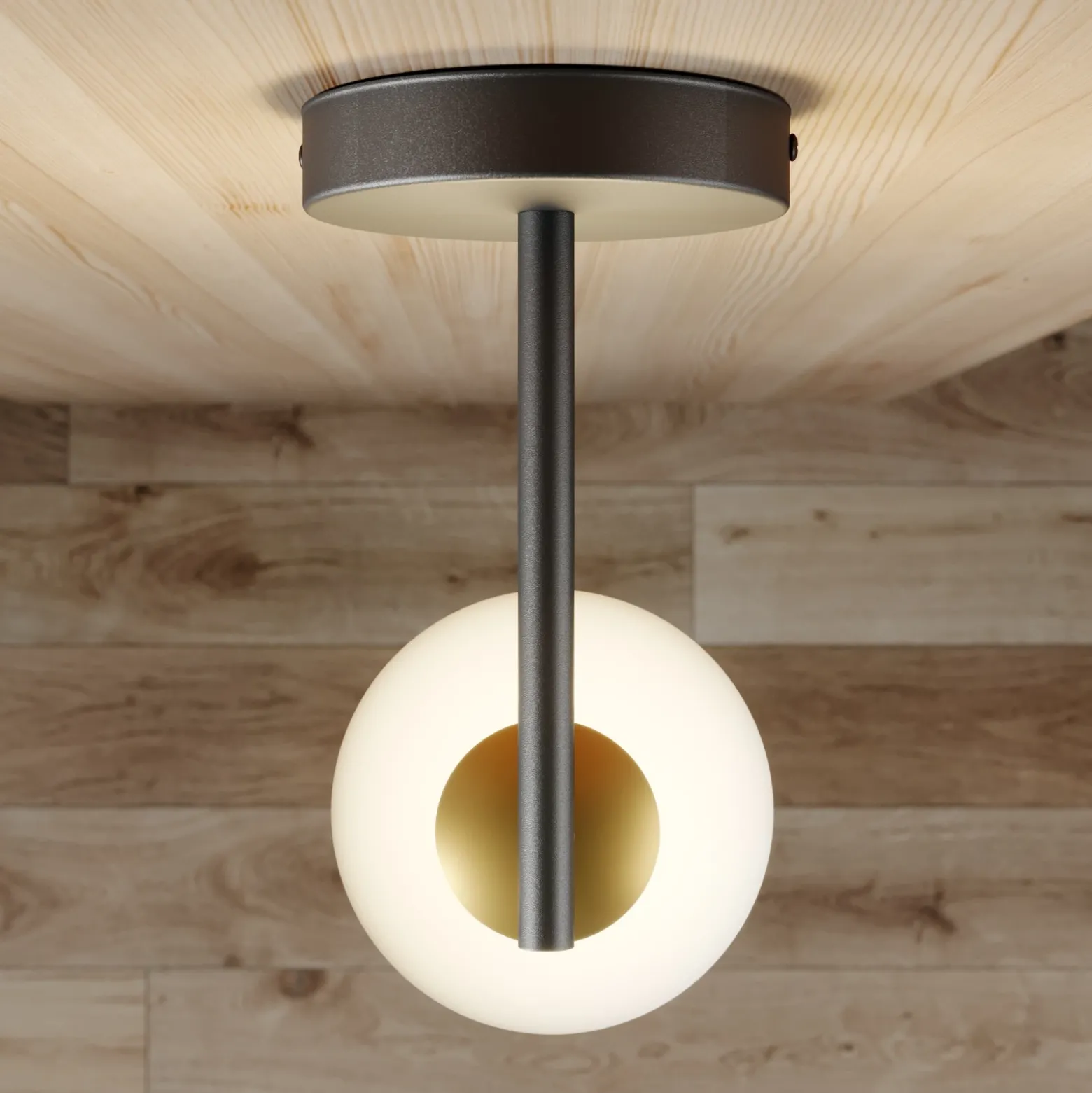 Aplique de pared Gama en negro con bola de cristal