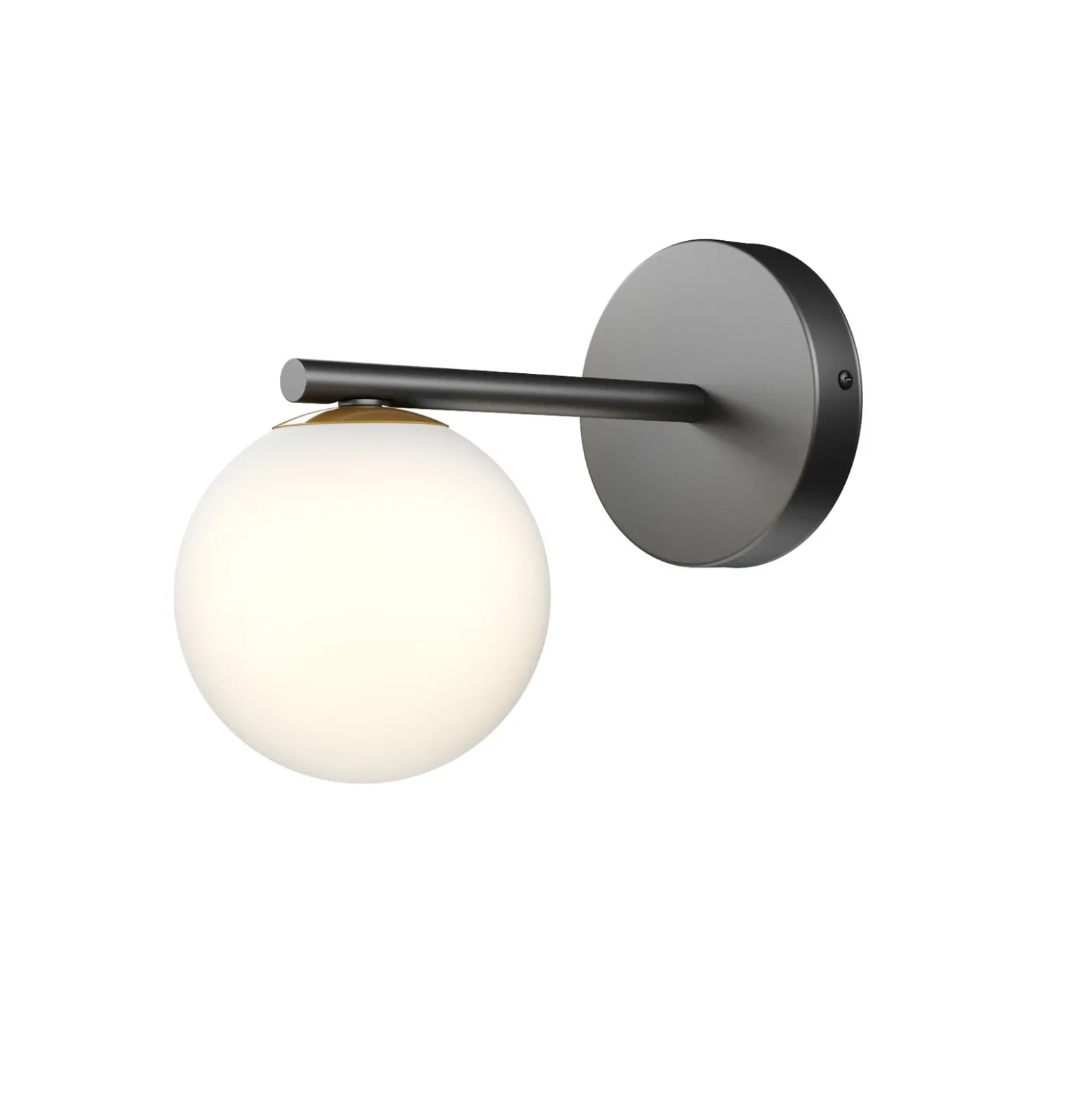 Aplique de pared Gama en negro con bola de cristal