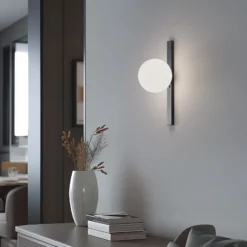 Aplique de pared Garda, negro, metal, cristal, 1 luz