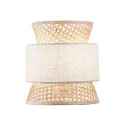 Aplique de pared Gazebo, color natural/beige, ratán, 27 cm de altura, E27