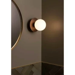 Aplique de pared Globen Lighting ART DECO, bronce/blanco Ø 16 cm IP44