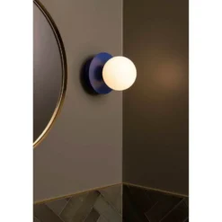 Aplique de pared Globen Lighting ART DECO, azul/blanca, Ø 16 cm, IP44