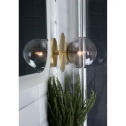 Aplique de pared Globen Lighting ART DECO, latón/gris Ø 16 cm IP44