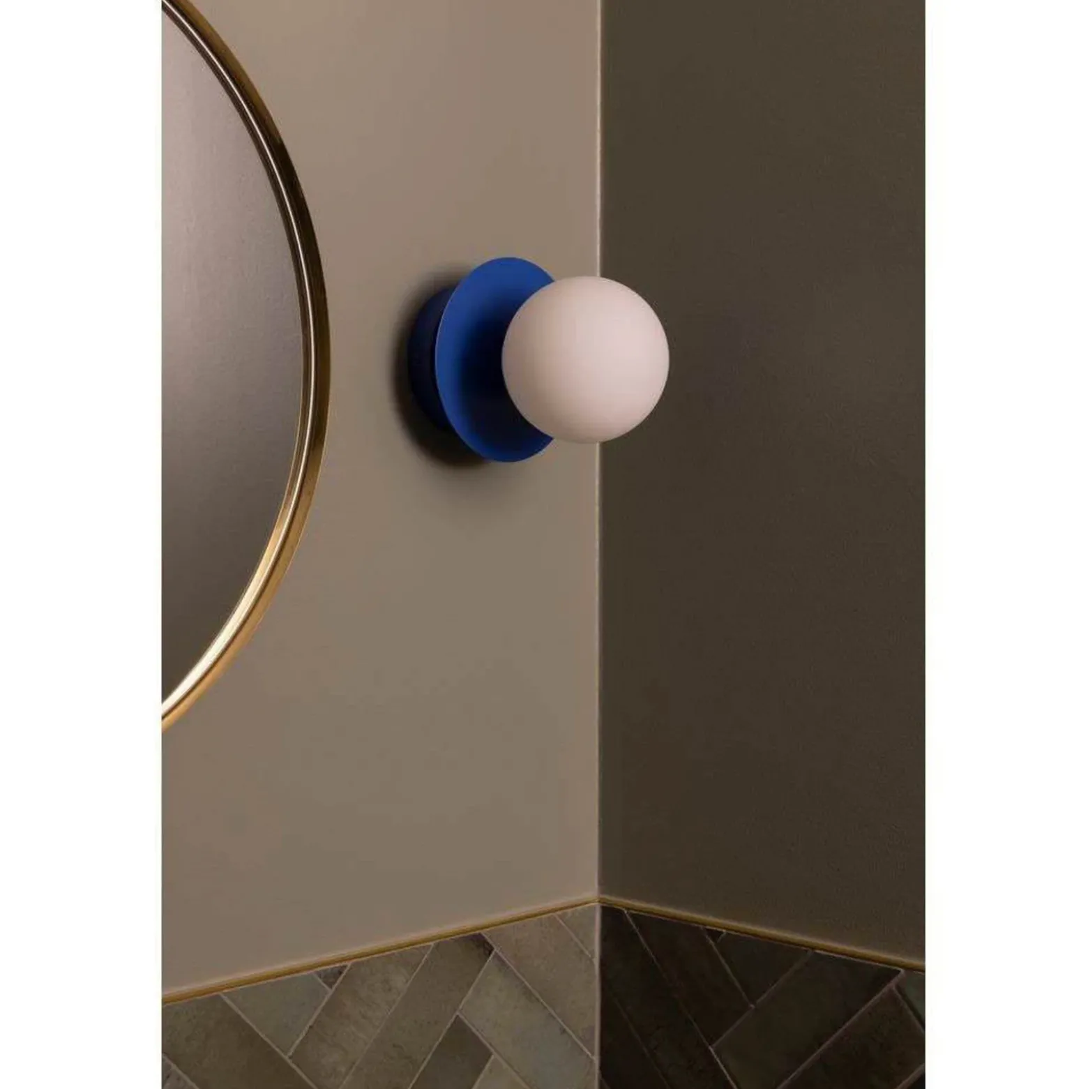 Aplique de pared Globen Lighting ART DECO, azul/blanca, Ø 16 cm, IP44