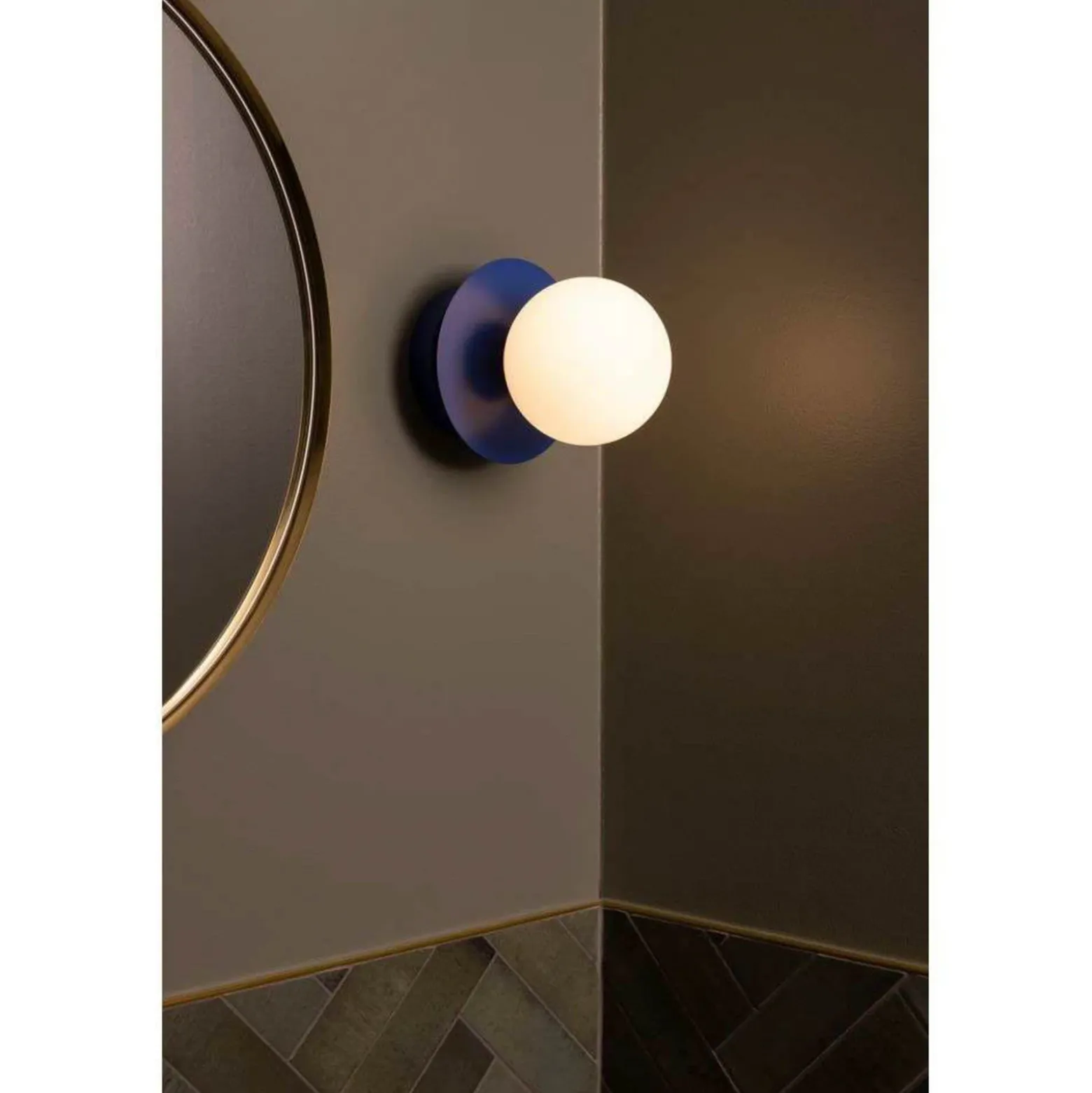 Aplique de pared Globen Lighting ART DECO, azul/blanca, Ø 16 cm, IP44