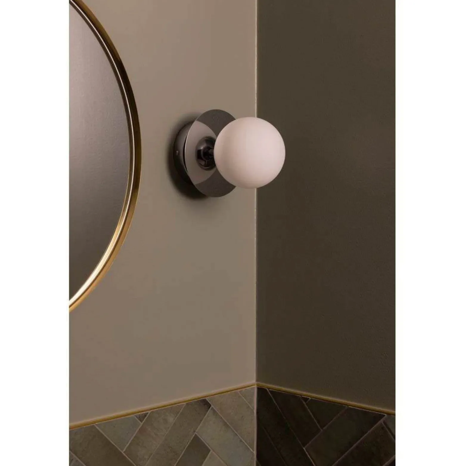 Aplique de pared Globen Lighting ART DECO, cromada/blanca Ø 16 cm IP44