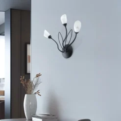 Aplique de pared Gloriosa, negro, cristal, 3 luces