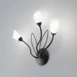 Aplique de pared Gloriosa, negro, cristal, 3 luces