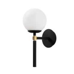 Aplique de pared Gondol, negro, altura 37 cm, metal/cristal, E27
