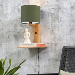 Aplique de pared GOOD & MOJO Andes con repisa, verde/natural