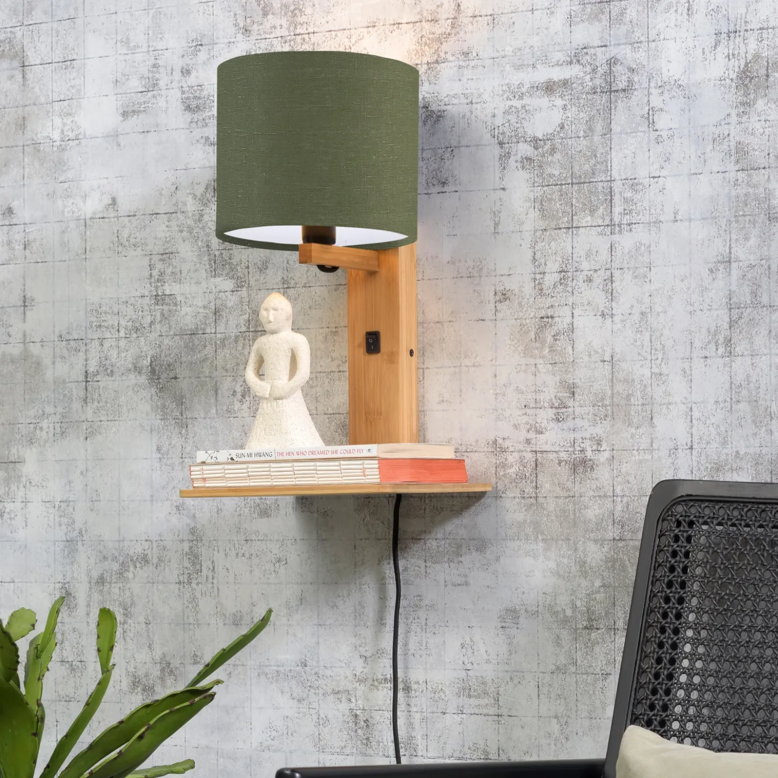Aplique de pared GOOD & MOJO Andes con repisa, verde/natural