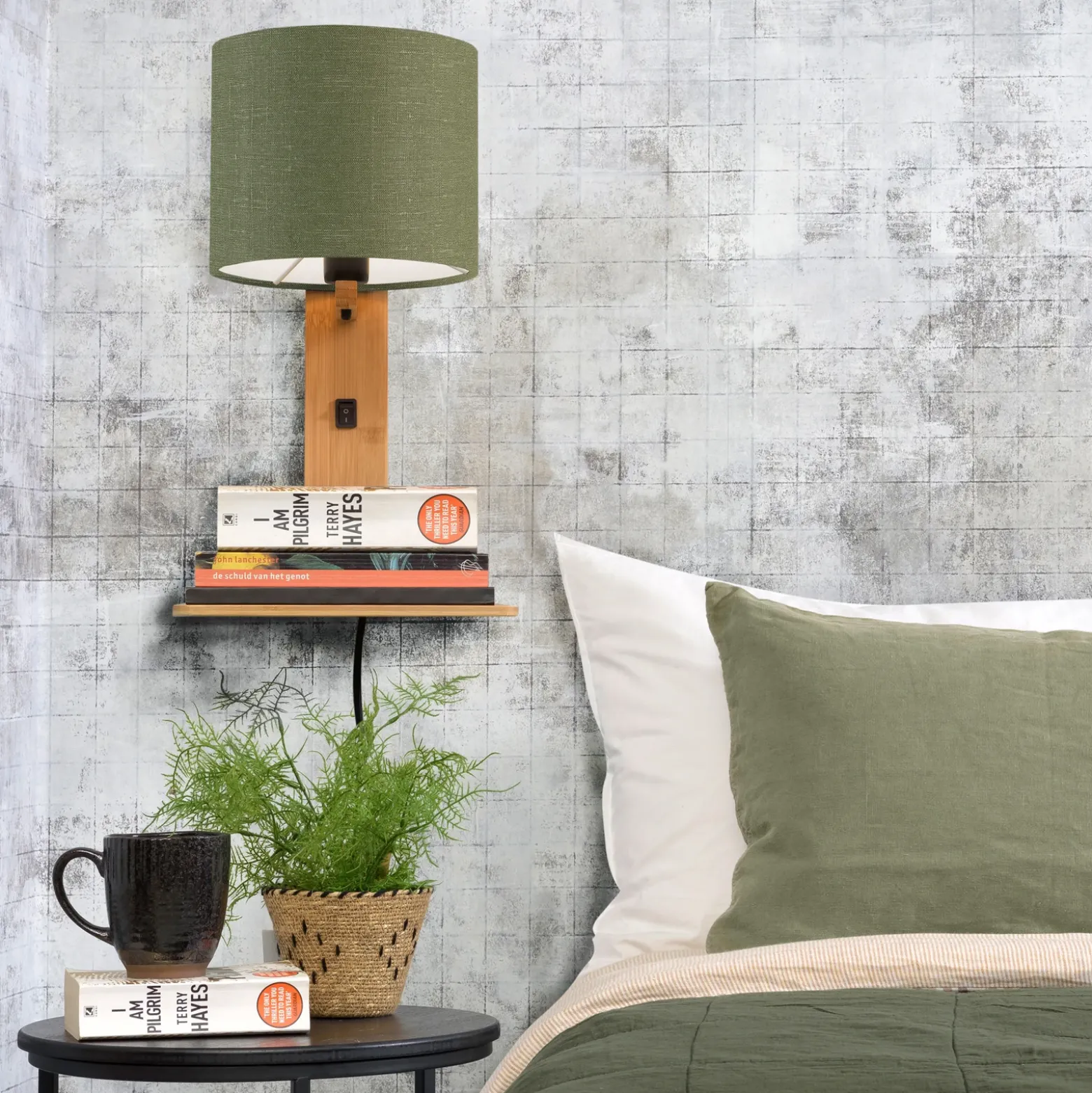 Aplique de pared GOOD & MOJO Andes con repisa, verde/natural