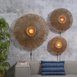 Aplique de pared GOOD & MOJO Bali de bambú, Ø 87 cm