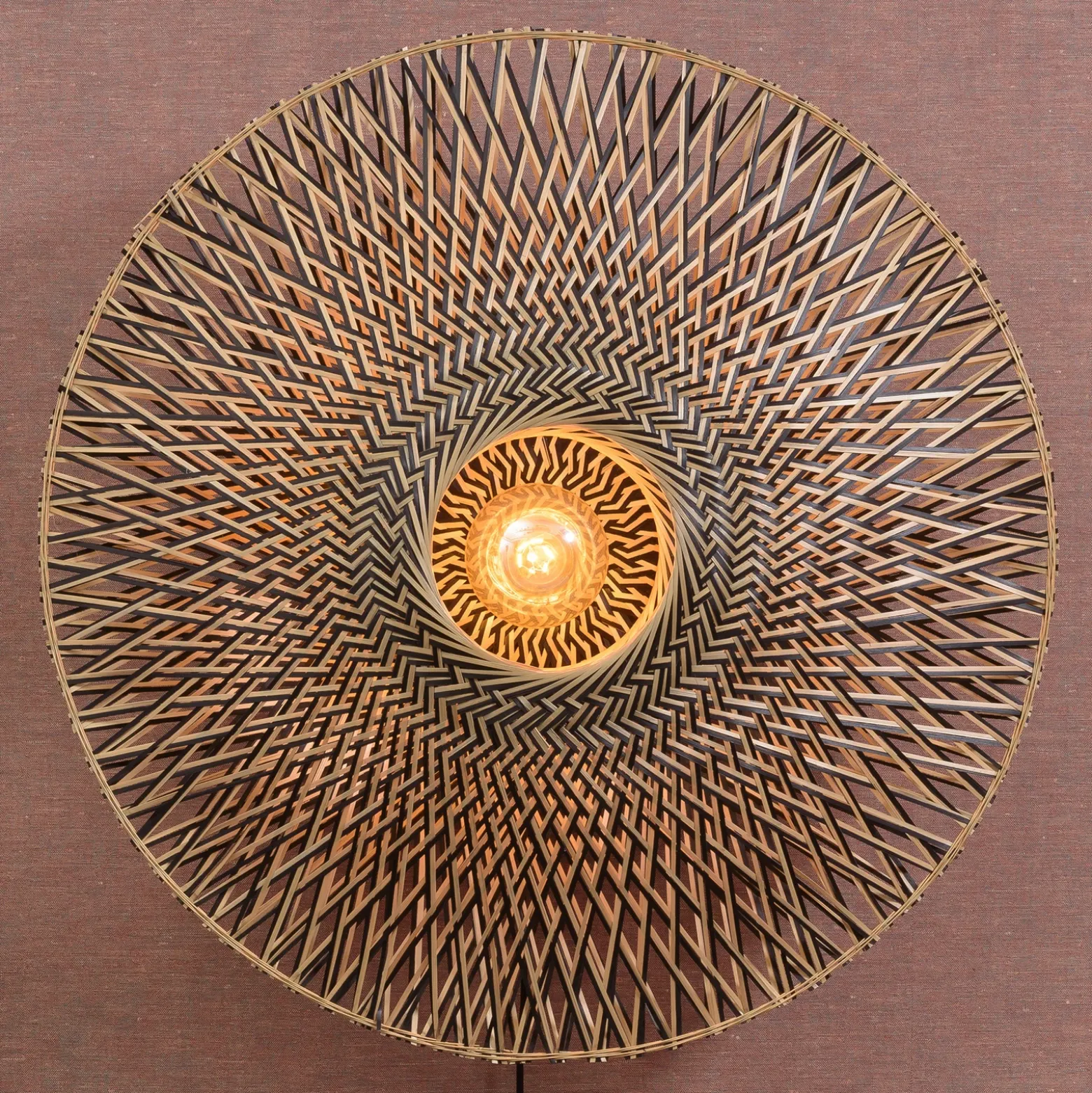 Aplique de pared GOOD & MOJO Bali de bambú, Ø 87 cm