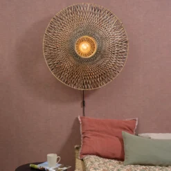 Aplique de pared GOOD & MOJO Bali de bambú, Ø 87 cm