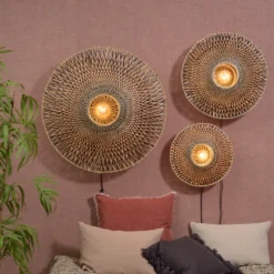 Aplique de pared GOOD & MOJO Bali de bambú, Ø 60 cm