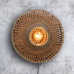 Aplique de pared GOOD & MOJO Bali de bambú, Ø 44 cm