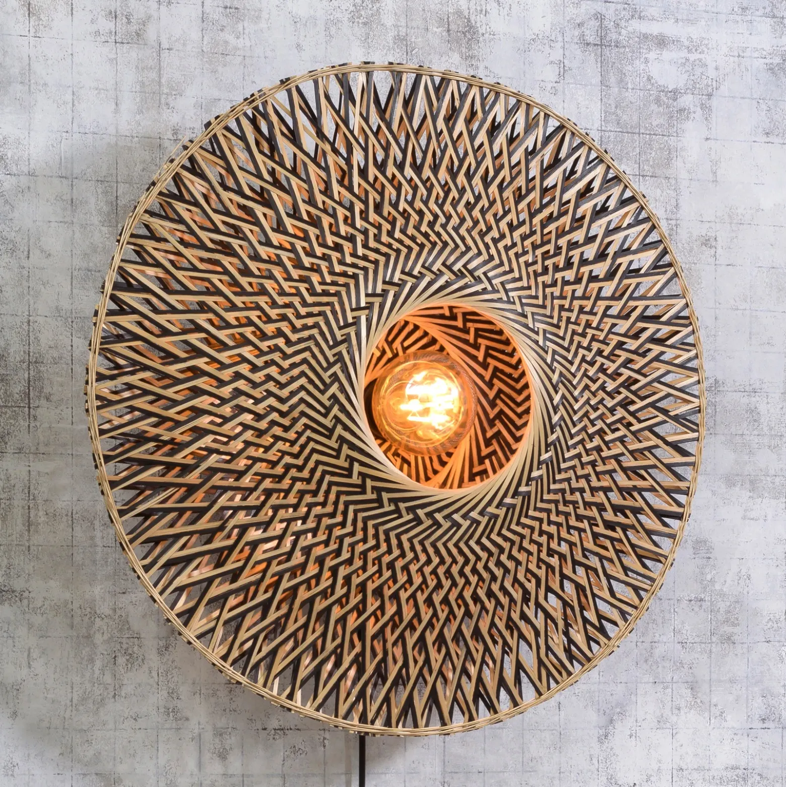Aplique de pared GOOD & MOJO Bali de bambú, Ø 60 cm