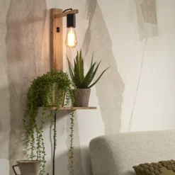 Aplique de pared GOOD & MOJO Flores con repisa, color natural