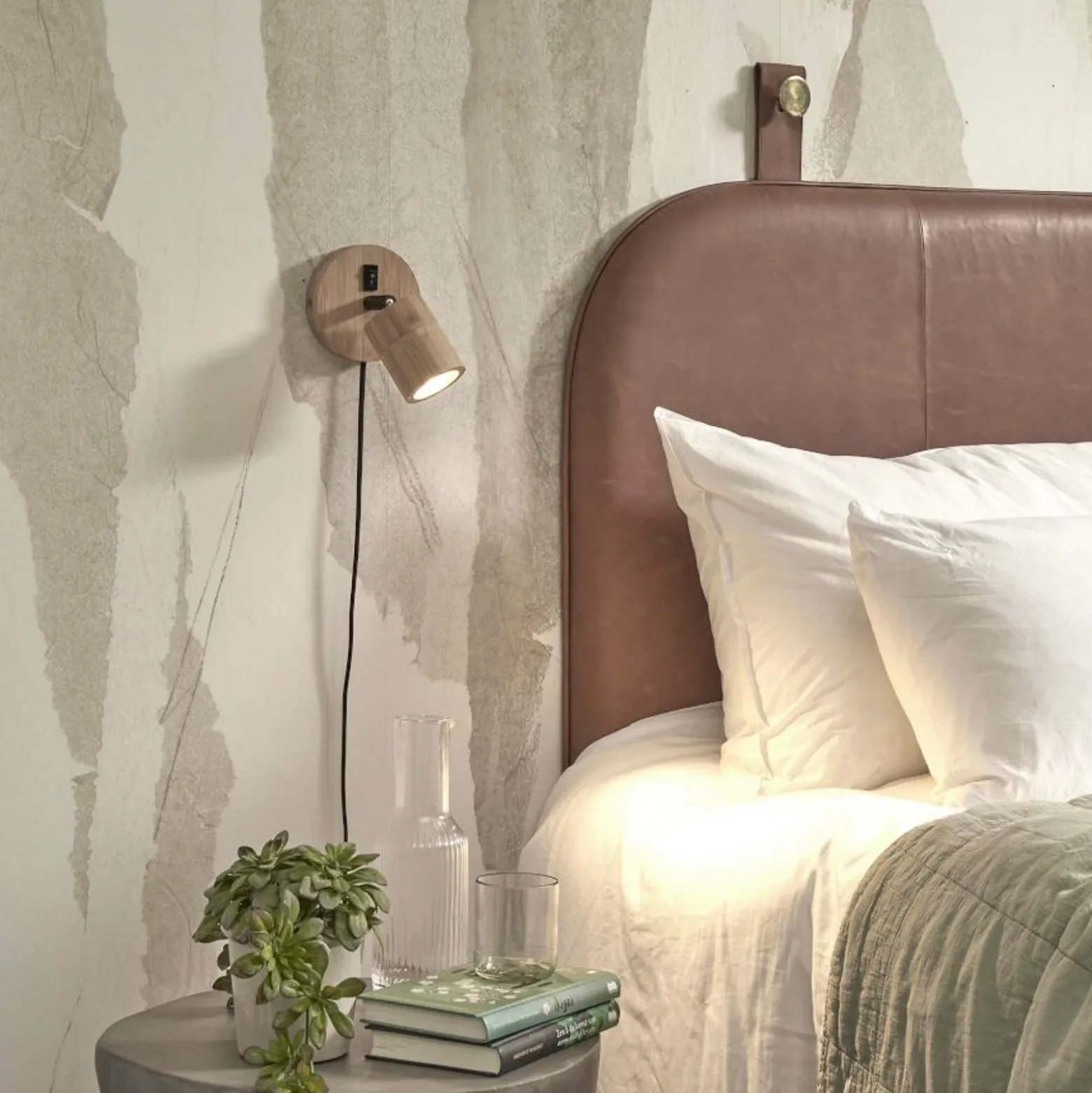 Aplique de pared GOOD & MOJO Java, con enchufe, 1 luz, color natural