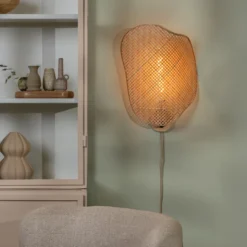 Aplique de pared GOOD & MOJO Kinabalu, color natural, 50 cm, con enchufe de