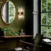 Aplique de pared Grace, 2 luces, dorado, hierro, cristal