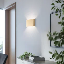 Aplique de pared Haga, dorado, metal, 25 cm de ancho, G9