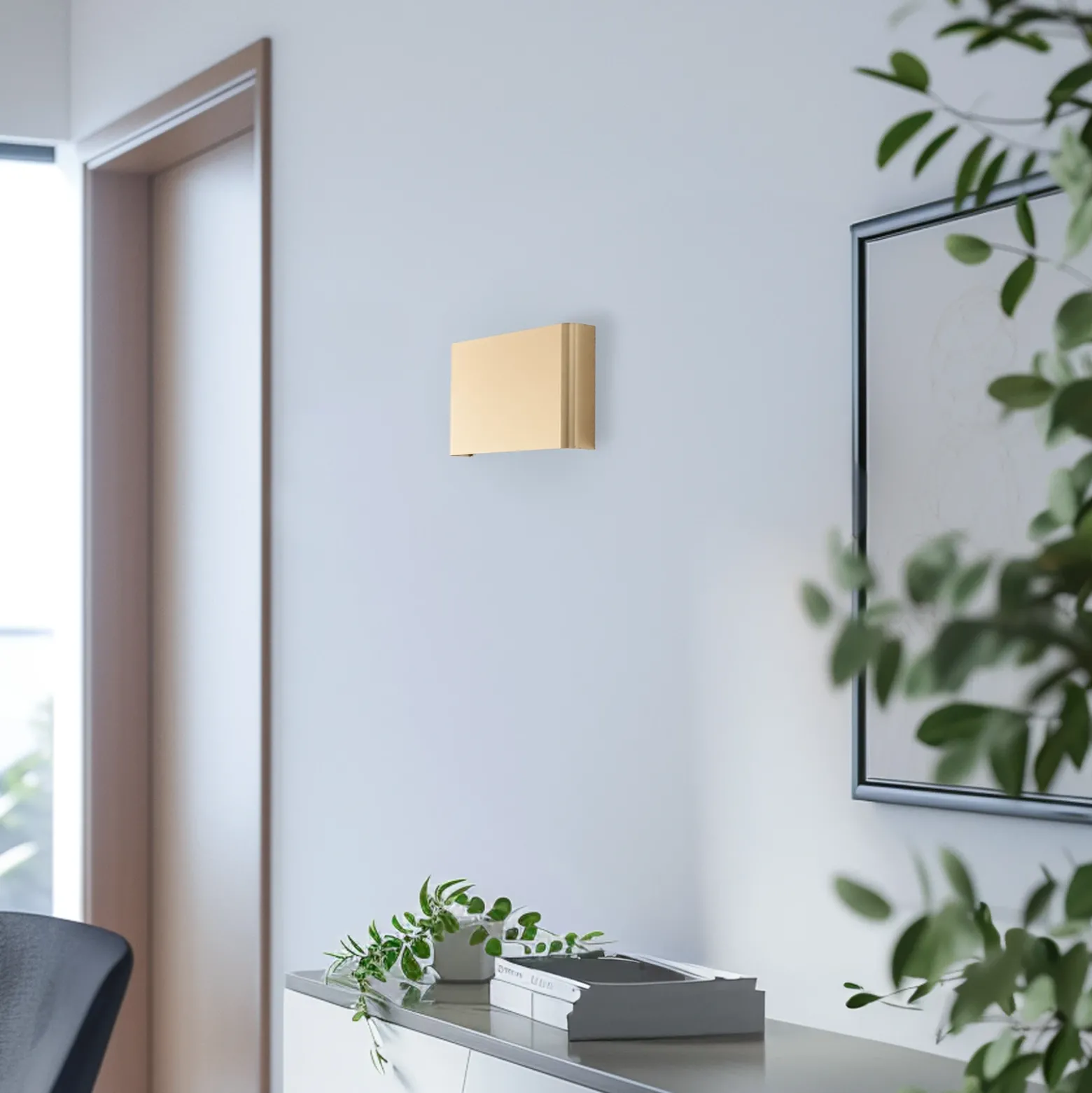 Aplique de pared Haga, dorado, metal, 25 cm de ancho, G9