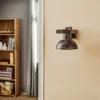 Aplique de pared Hakon, marrón óxido/madera natural