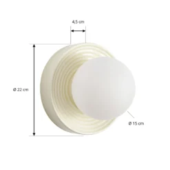 Aplique de pared Harriet de Lindby, beige/blanco, cerámica, Ø 22 cm, G9