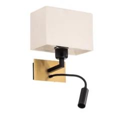 Aplique de pared Harry, latón/negro/blanco, 22 cm, angular