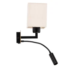 Aplique de pared Harry, latón/negro/blanco, 22 cm, angular