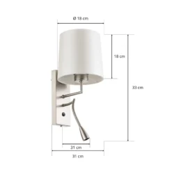Aplique de pared Havanna con brazo de lectura LED blanco crema