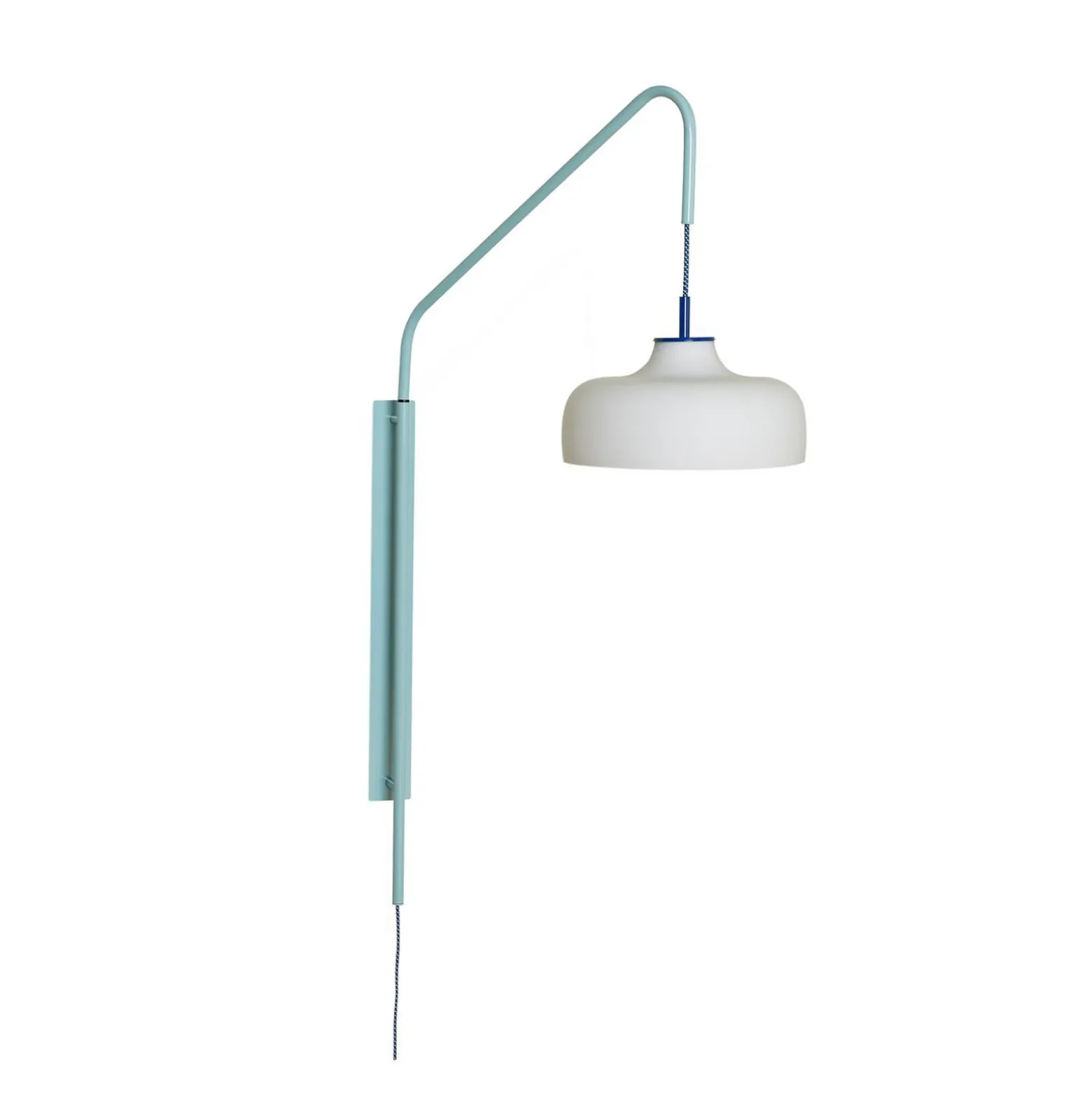 Aplique de pared HÜBSCH Current, azul claro, saliente 71 cm