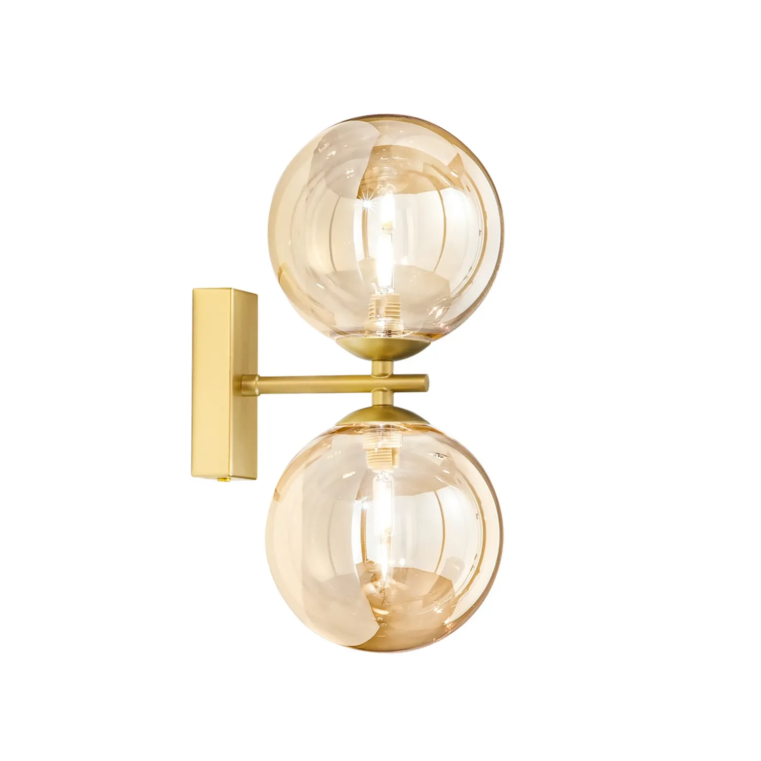 Aplique de pared HONEY, altura 34 cm, color latón/crema, 2 luces.
